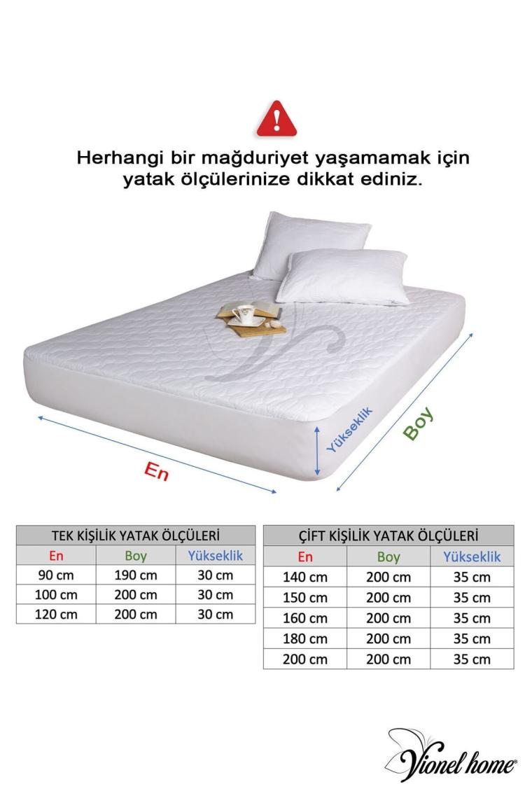 Vionel Home %100 Pamuk, Kapitone Yatak Koruyucu, Fitted Full Kenar, Elyaf Dolgulu, Tek ve Çift Kişilik 100 x 200