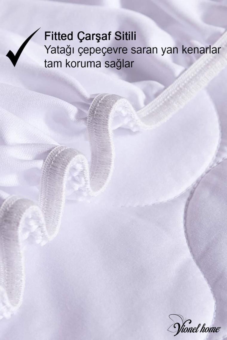 Vionel Home %100 Pamuk, Kapitone Yatak Koruyucu, Fitted Full Kenar, Elyaf Dolgulu, Tek ve Çift Kişilik 100 x 200