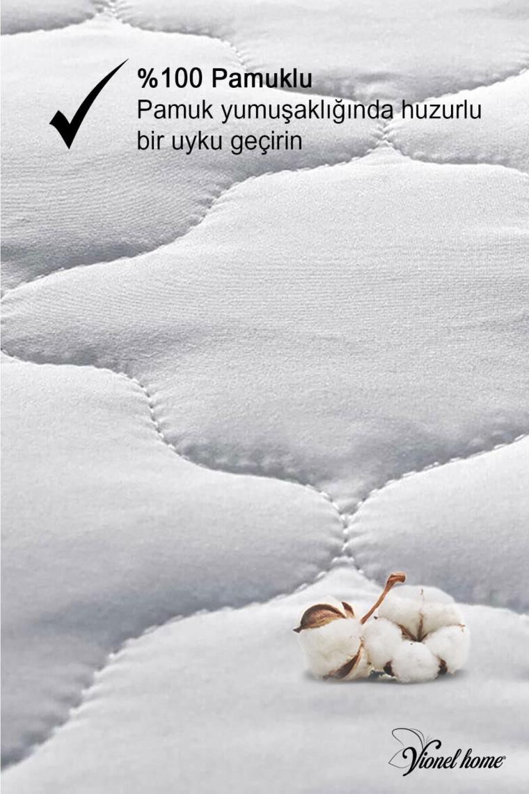 Vionel Home %100 Pamuk, Kapitone Yatak Koruyucu, Fitted Full Kenar, Elyaf Dolgulu, Tek ve Çift Kişilik 100 x 200