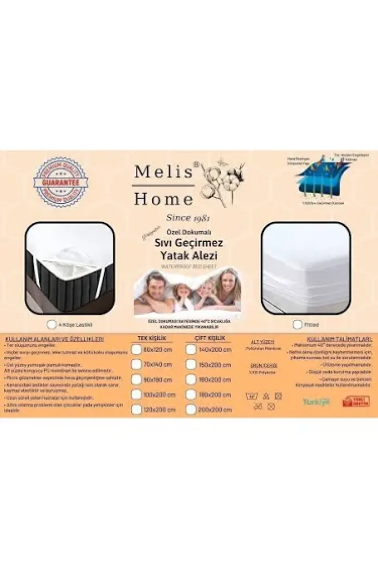Melis Home Polyester Sıvı Geçirmez Alez, Fitted
