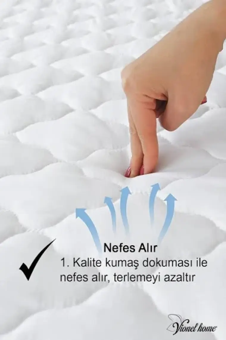 Vionel Home %100 Pamuk Kapitone, Full Kenar Fitted, Su & Sıvı Geçirmez Bebek, Kreş Anaokulu Alezi ve Çocuk Yatak Koruyucu Alez 80 x 180