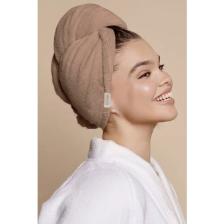 Ruiada %100 Pamuk Saç Kurutma Bonesi/havlusu Lastikli ve Düğmeli Brown