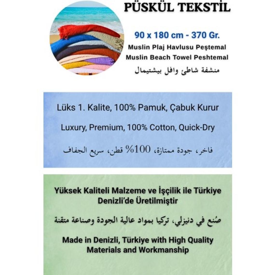 Püskül Lüks Müslin Plaj Havlusu Peştemal, 100% Pamuk Yüksek Kaliteli Yumuşak Çabuk Kuruyan Müslin Havlu