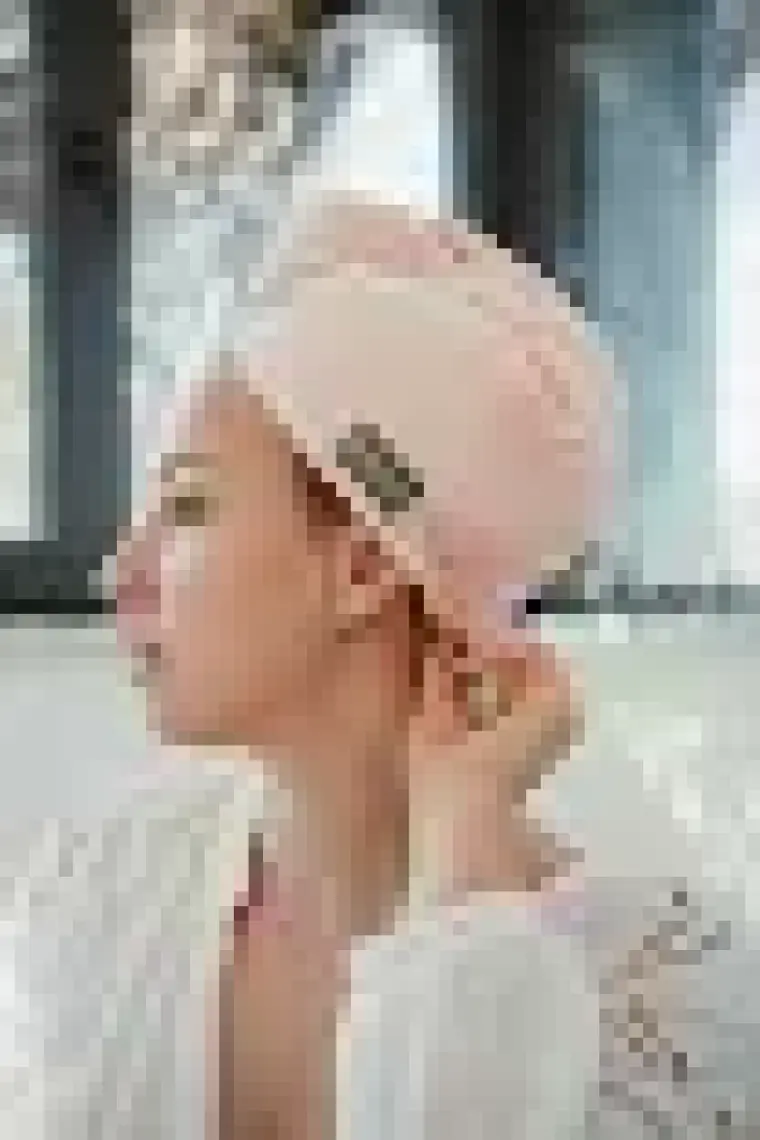 Ruiada %100 Pamuk Saç Kurutma Bonesi/havlusu Lastikli ve Düğmeli Fuşya