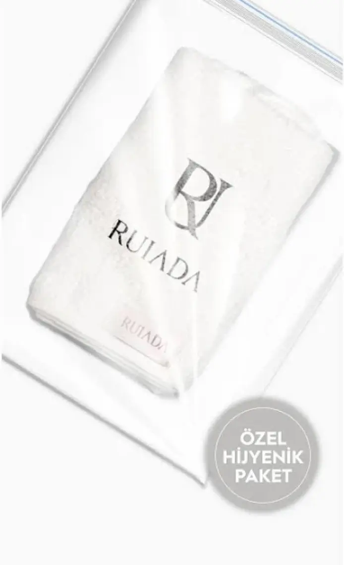 Ruiada %100 Pamuk Saç Kurutma Bonesi/havlusu Lastikli ve Düğmeli Ekru