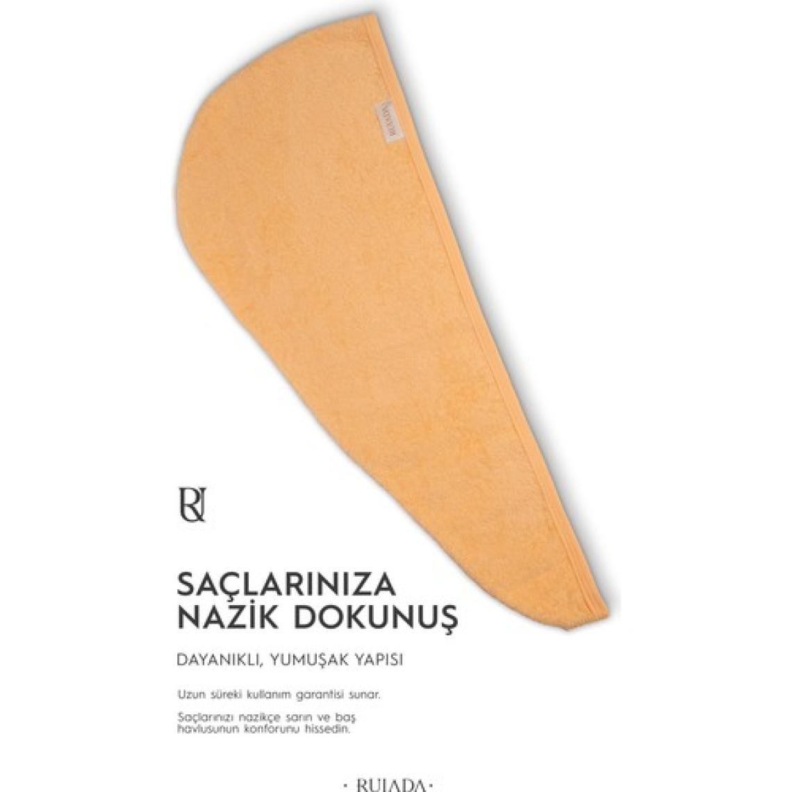 Ruiada  Pamuk Saç Kurutma Bonesi/havlusu Lastikli ve Düğmeli Orange