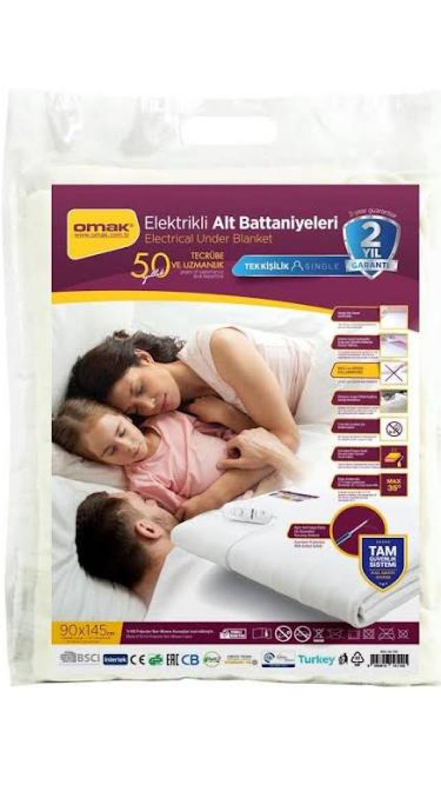 Omak Beyaz Tek Kişilik Düz 90X145 cm Elektrikli Battaniye