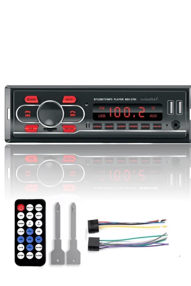 Sunask SN-2700 Çift USB Girişli Bluetooth Oto Teyp Araba Teybi Radyo Sd Aux Teyp Amfi Çıkışlı Kumandalı