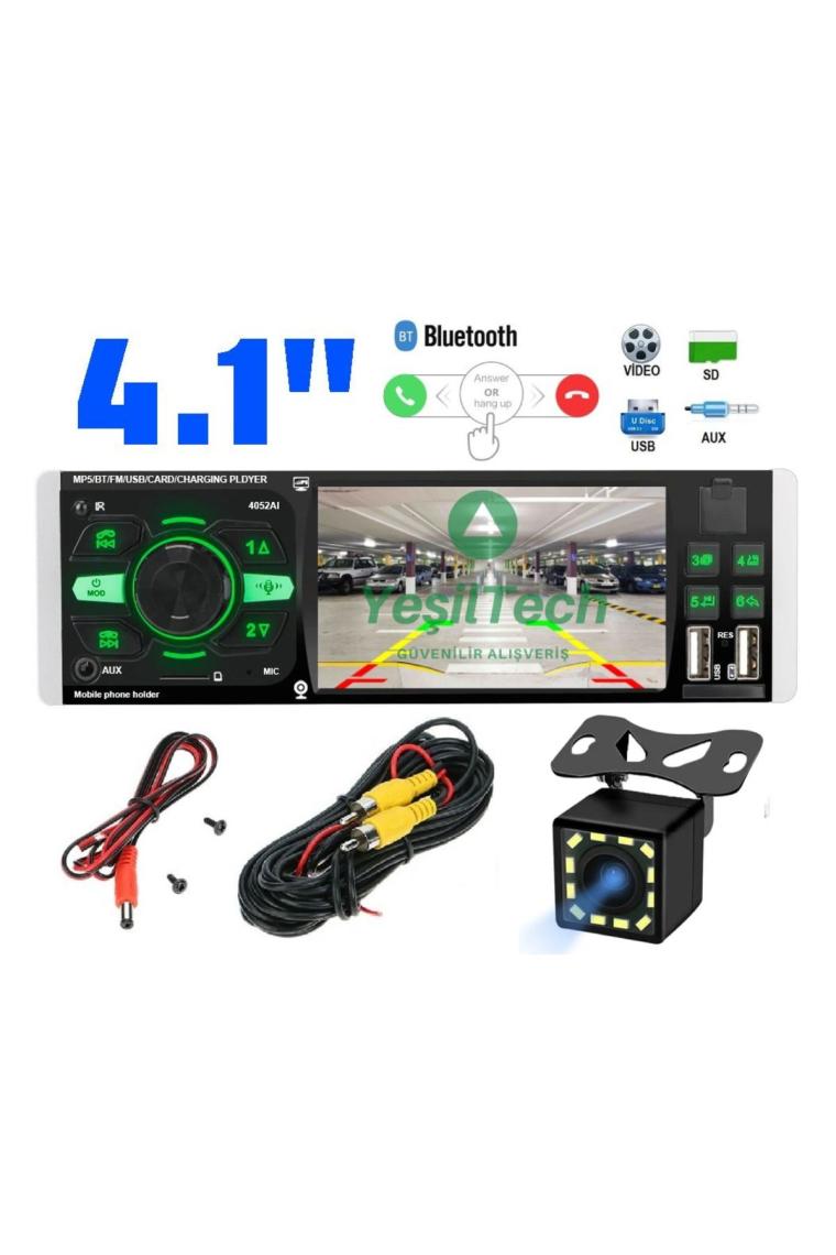 Exvol  Araba Oto Teyp+Park Kamera Hediyeli 4.1 Inc Ekran 4*60W Bluetooth-Mp3-Mp5-Usb