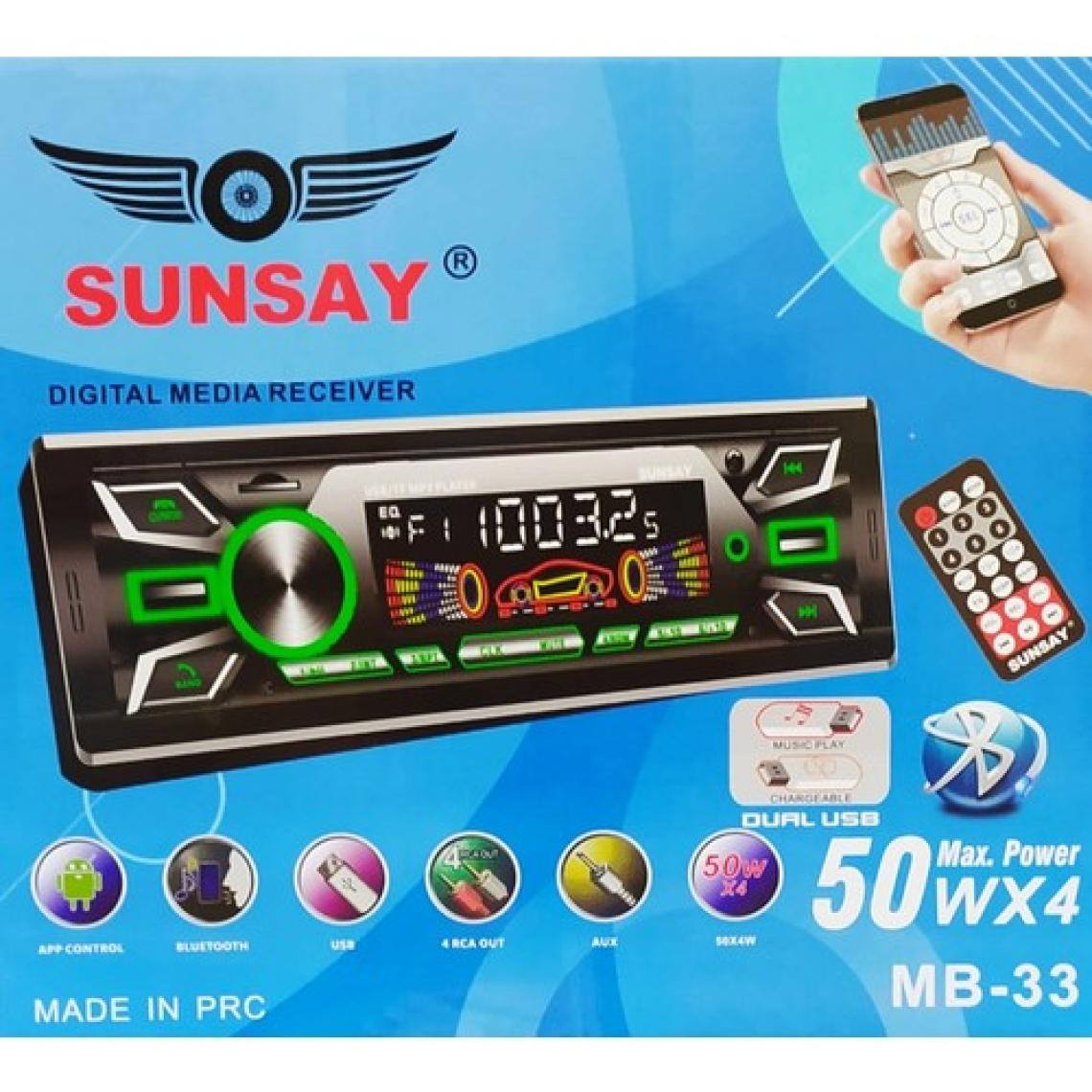 Sunsay Çift Usb, Bluetooth, Oto Teyp, 2 Amfi Çıkışlı, Kumandalı