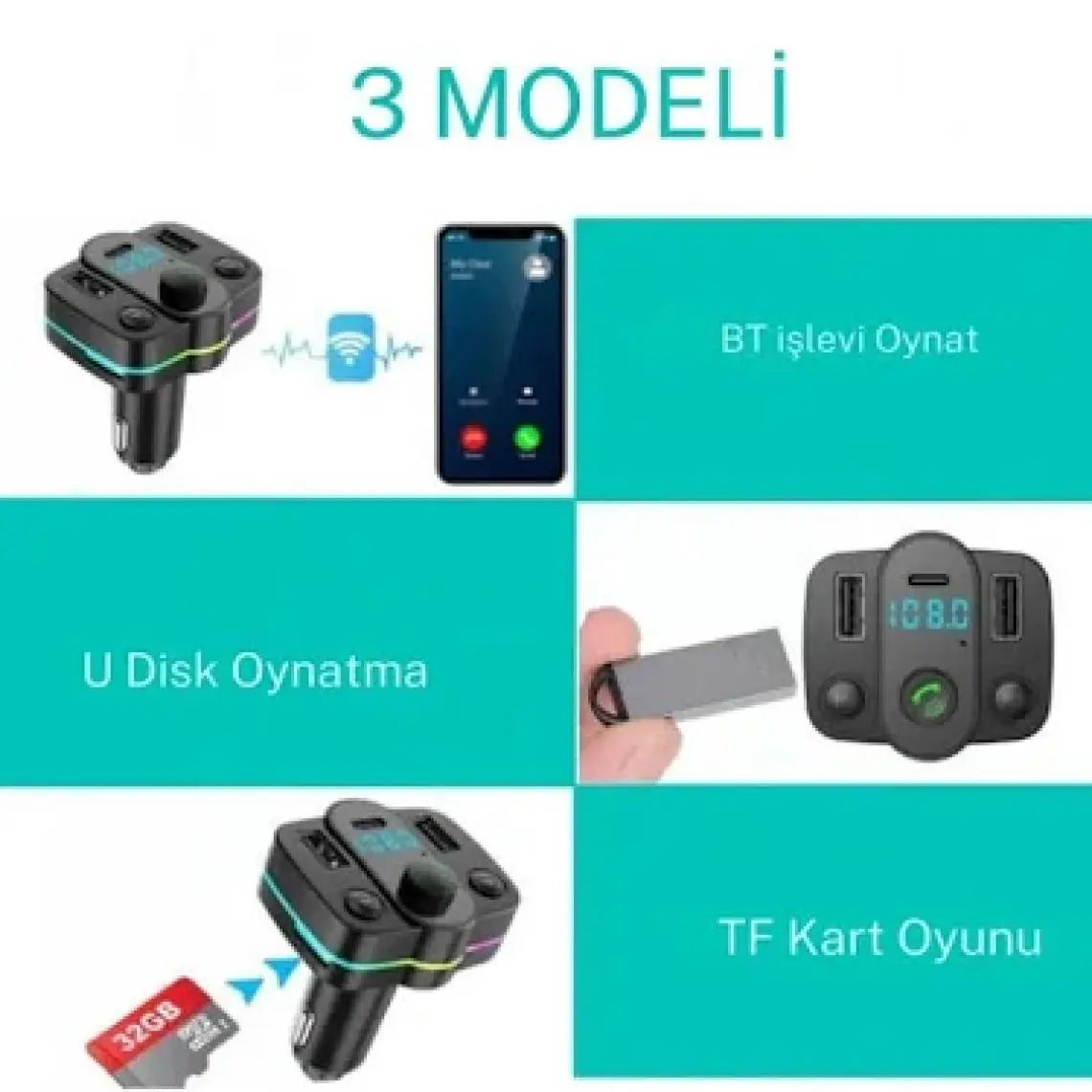 Cosmostech Car C2 Araç Fm Transmitter 5.3 Bluetooth Araç Kiti Hızlı Şarj Qc 3.1 Çift USB ve Type-C Mp3 Sd Kart Çakmaklık Girişli oto müzik çalar