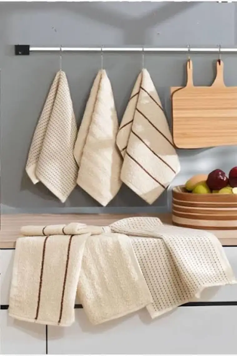 Eponj Home 6lı Mutfak Havlusu 30X50 Sofya Krem
