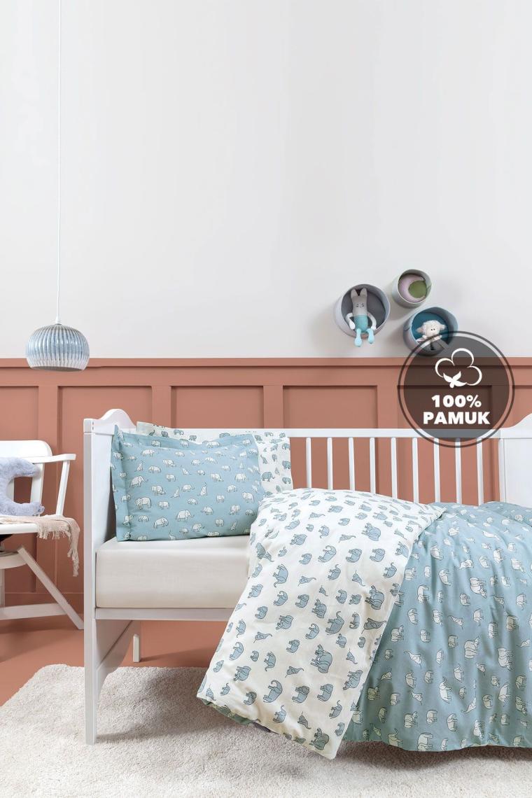 Povey Bebek Ranforce %100 Pamuk Nevresim Takımı - Mavi