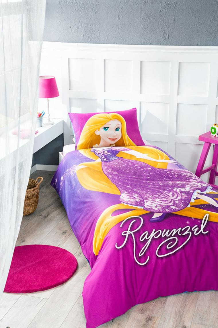Princess Cindirella - Rapunzel Tek Kişilik Disney Lisanslı Çocuk Nevresim Takımı Mavi Çift T