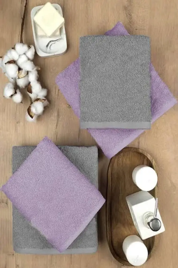 Mira Home 4 Lü Banyo Havlusu Takımı Soft Büyük Havlulu Pamuklu Havlu Seti 90X150 cm Gri