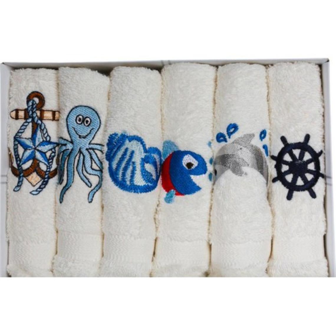 Ender Home 30X30 Deniz Temalı Nakışlı 6'lı Kutulu Mutfak Havlu Seti