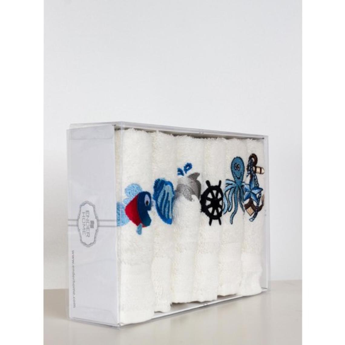 Ender Home 30X30 Deniz Temalı Nakışlı 6'lı Kutulu Mutfak Havlu Seti