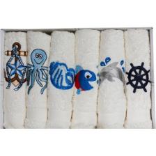 Ender Home 30X30 Deniz Temalı Nakışlı 6'lı Kutulu Mutfak Havlu Seti