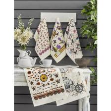 Casnack Nora 5 Adet Baskılı Atlas Mutfak Havlusu  Seti 30X50