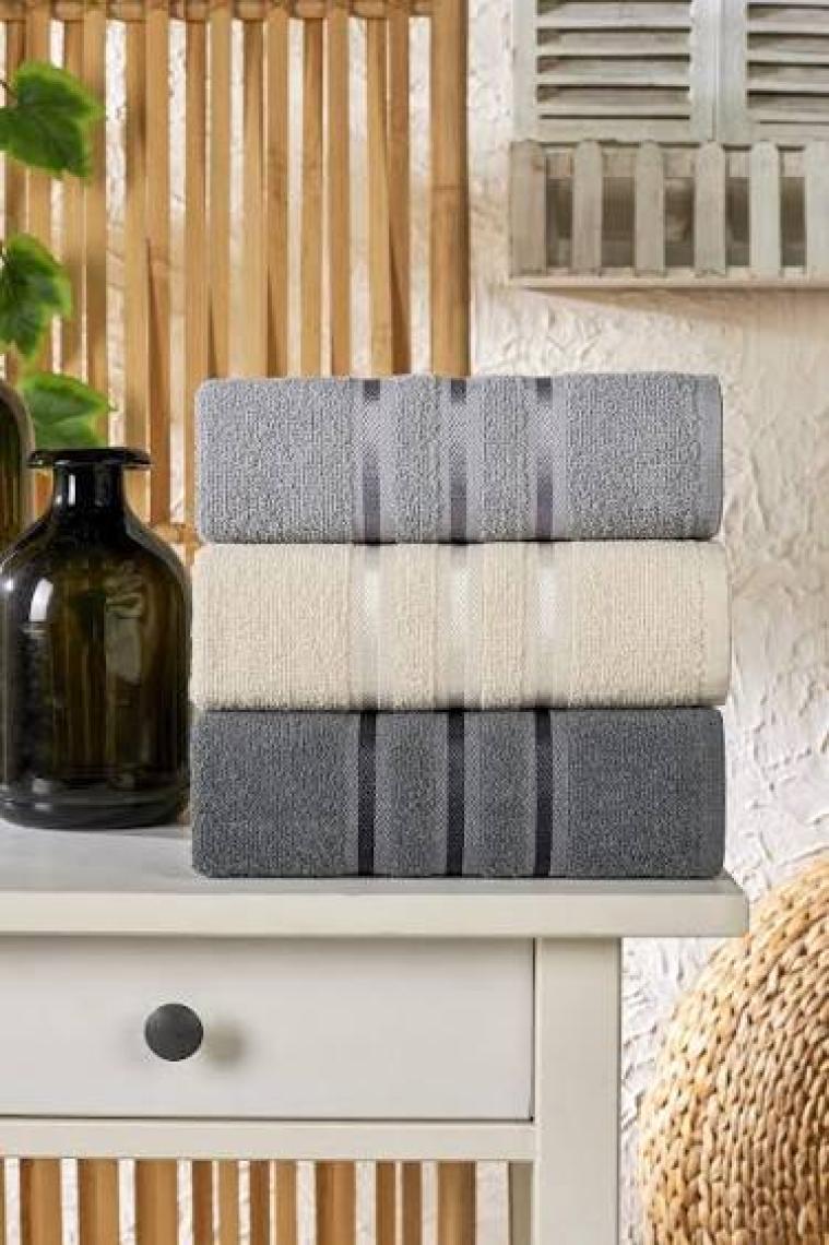Semecca Lia Soft  Bordürü Serisi 3'lü Havlu Seti 50X85 cm