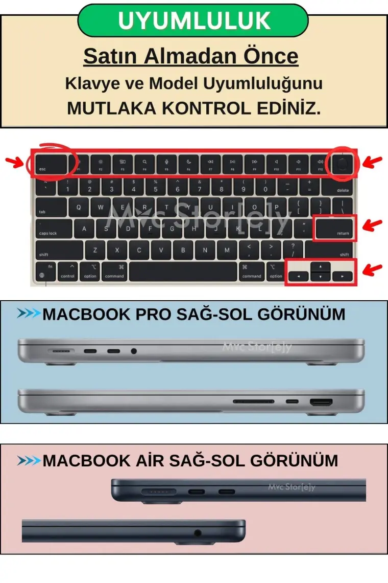 Store Macbook Air Pro Klavye Koruyucu M1-M2-M3,(Us To Tr) A2681 A3113 A2941 A3114 A2442 A2779 A2992 A2918 A2485 A2780 A2991 ile Uyumlu Siyah