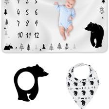 Moky Design Bebek Hediyesi Aylık Anı Battaniyesi, Hediyelik Kız Bebek Yeni Doğan Doğum Hediye Seti, Baby Shower