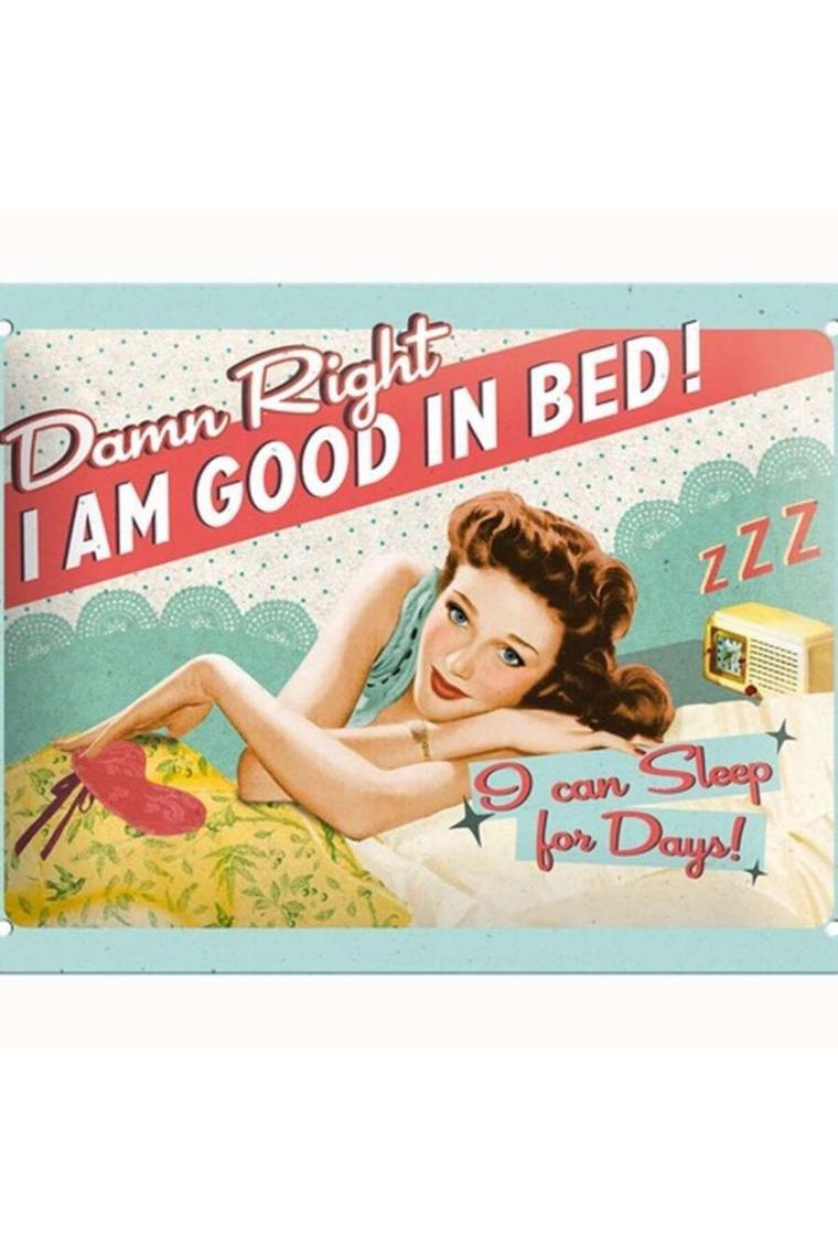 Good In Bed Kabartmalı Metal Duvar Panosu