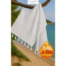 Calmera Home Çizgili Peştemal | Pamuk - Doğal Saçaklı | Plaj, Havuz, Spa, Hamam, Sauna, Spor, Seyahat Havlusu - Gri