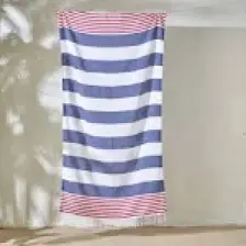 %100 Pamuk Marine Peştamal Kırmızı-Lacivert (95X180 Cm)