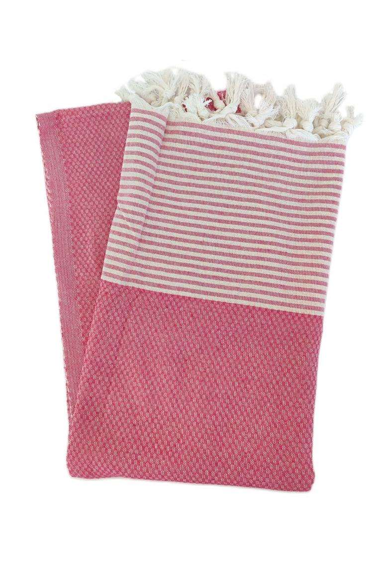 Peştemal, %100 Pamuk ,kareli Desen Pembe, Plaj Havlusu , Banyo Havlusu