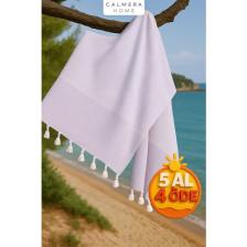Calmera Home Çizgili Peştemal | Pamuk - Doğal Saçaklı | Plaj, Havuz, Spa, Hamam, Sauna, Spor, Seyahat Havlusu - Lila