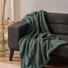 Riva İstanbul Wellsoft Tek Kişilik Kareli Battaniye - Peluş Tv Battaniyesi 100 x 170  cm  Yeşil
