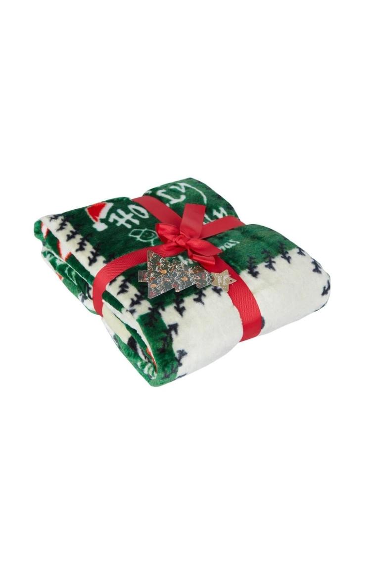 Dolce Bonita Home Wellsoft 3D Tv Battaniye Holly Jolly Yeşil