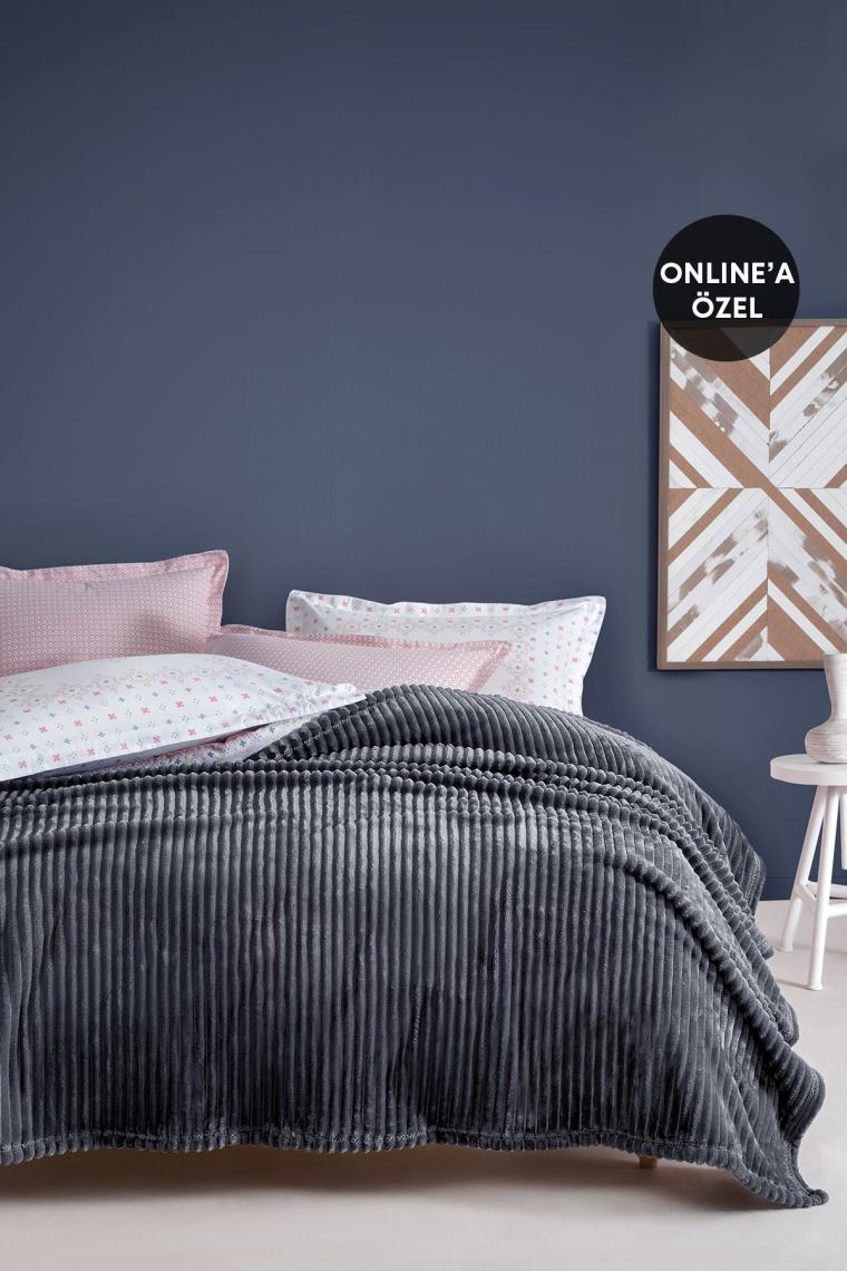 Yataş Bedding Holly Wellsoft Battaniye Tek Kişilik- Antrasit