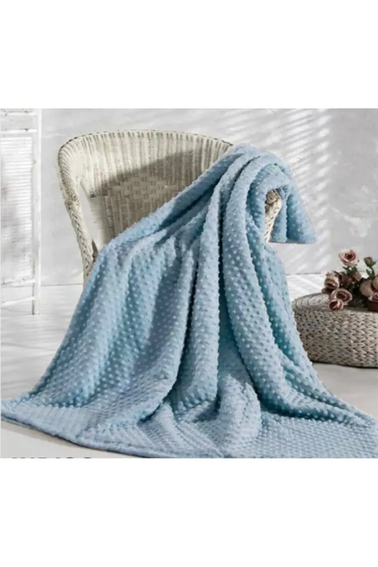 Merinos Pearl Tomurcuk Battaniye Sky Mavi Çift Kişilik