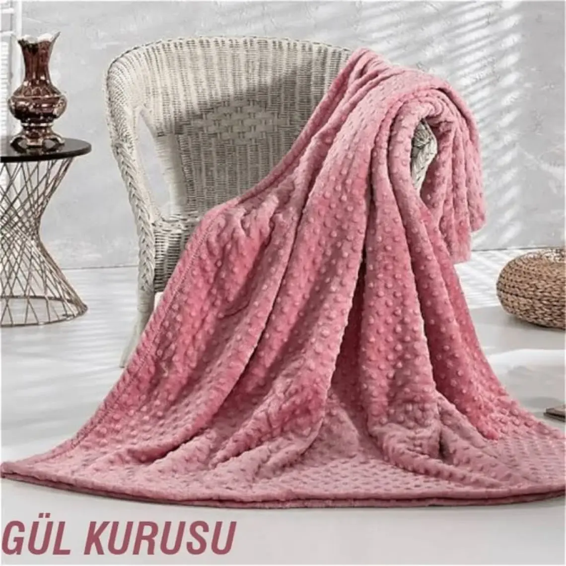 Merinos Pearl Tomurcuk Battaniye Sky Mavi Çift Kişilik