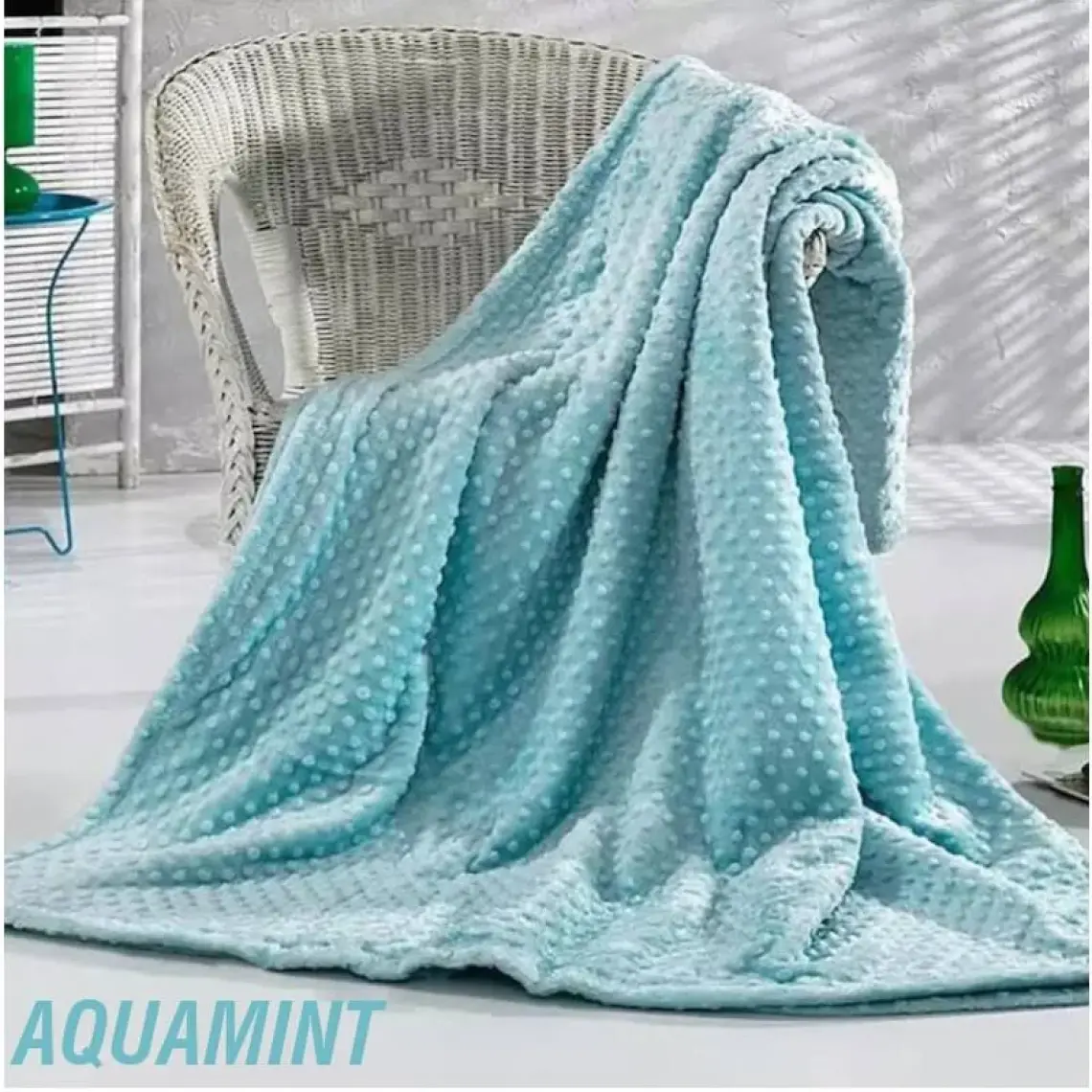 Merinos Pearl Tomurcuk Battaniye Sky Mavi Çift Kişilik