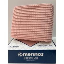 Merinos Modern Line 2 Parça Battaniye Seti -Pudra