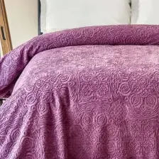Karaca Home Scala Mürdüm Çift Kişilik Embosy Battaniye