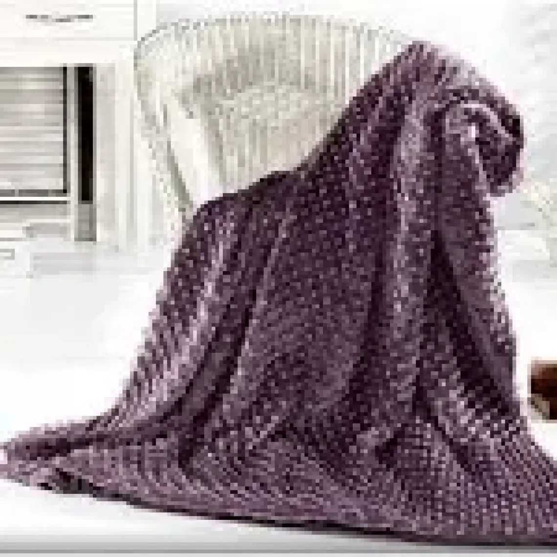 Merinos Pearl Tomurcuk Battaniye Kül Moru Çift Kişilik