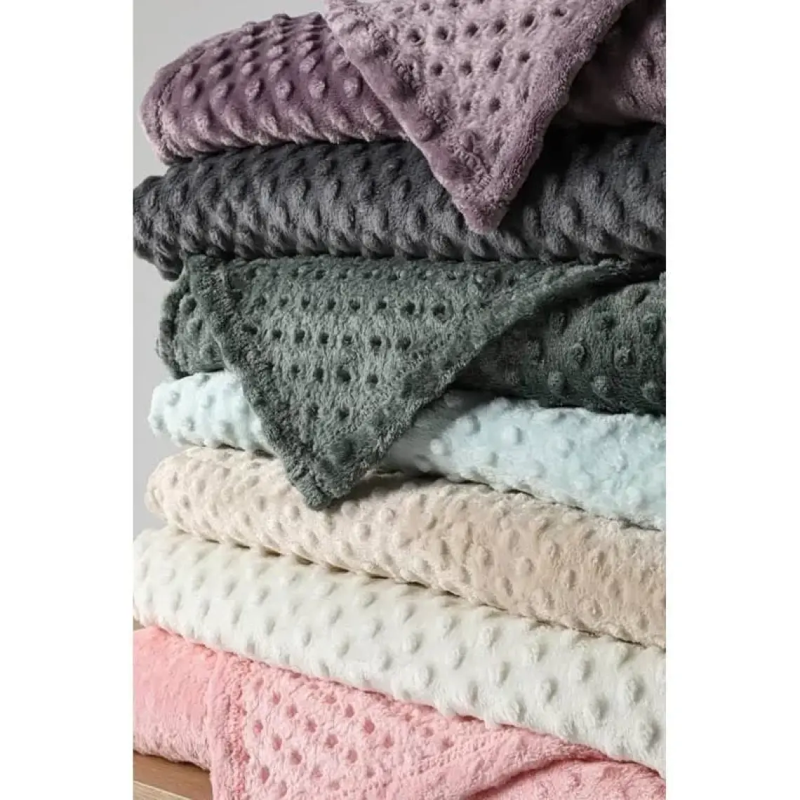 Merinos Pearl Tomurcuk Battaniye Kül Moru Çift Kişilik