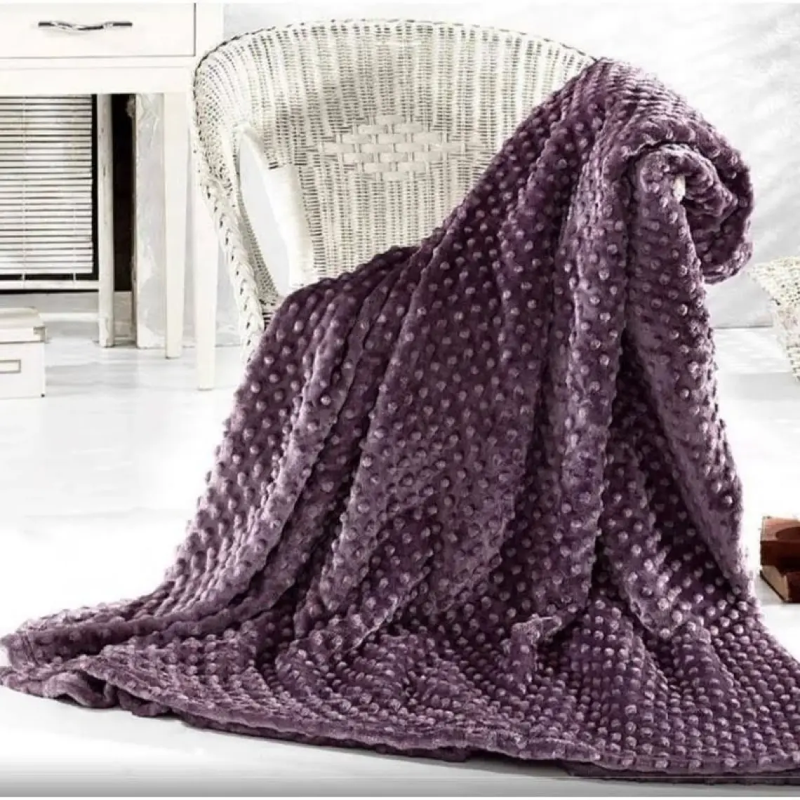 Merinos Pearl Tomurcuk Battaniye Kül Moru Çift Kişilik