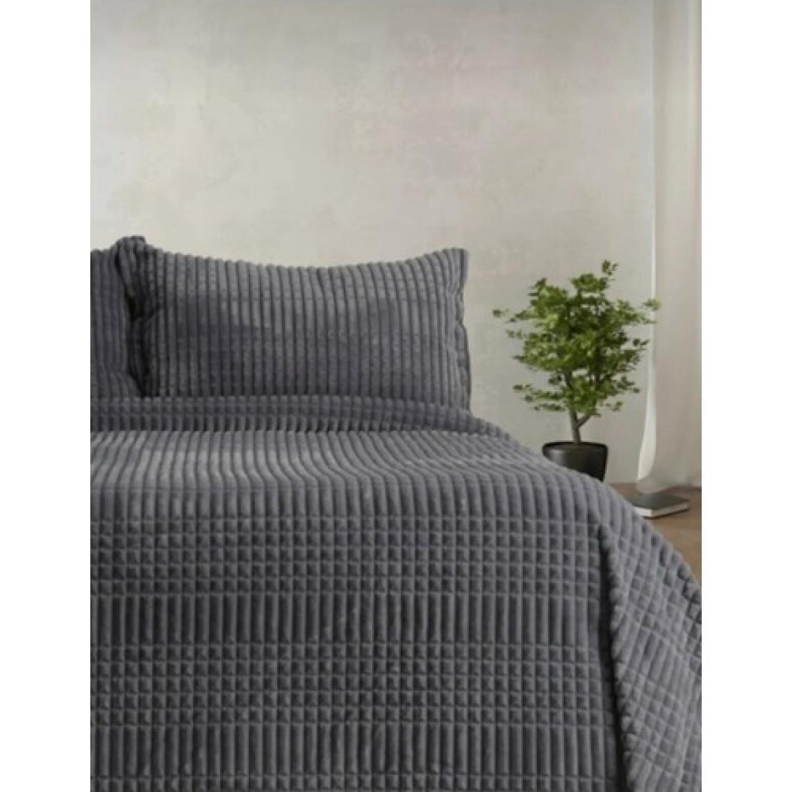 Merinos Modern Line 2 Parça Battaniye Seti - Koyu Gri