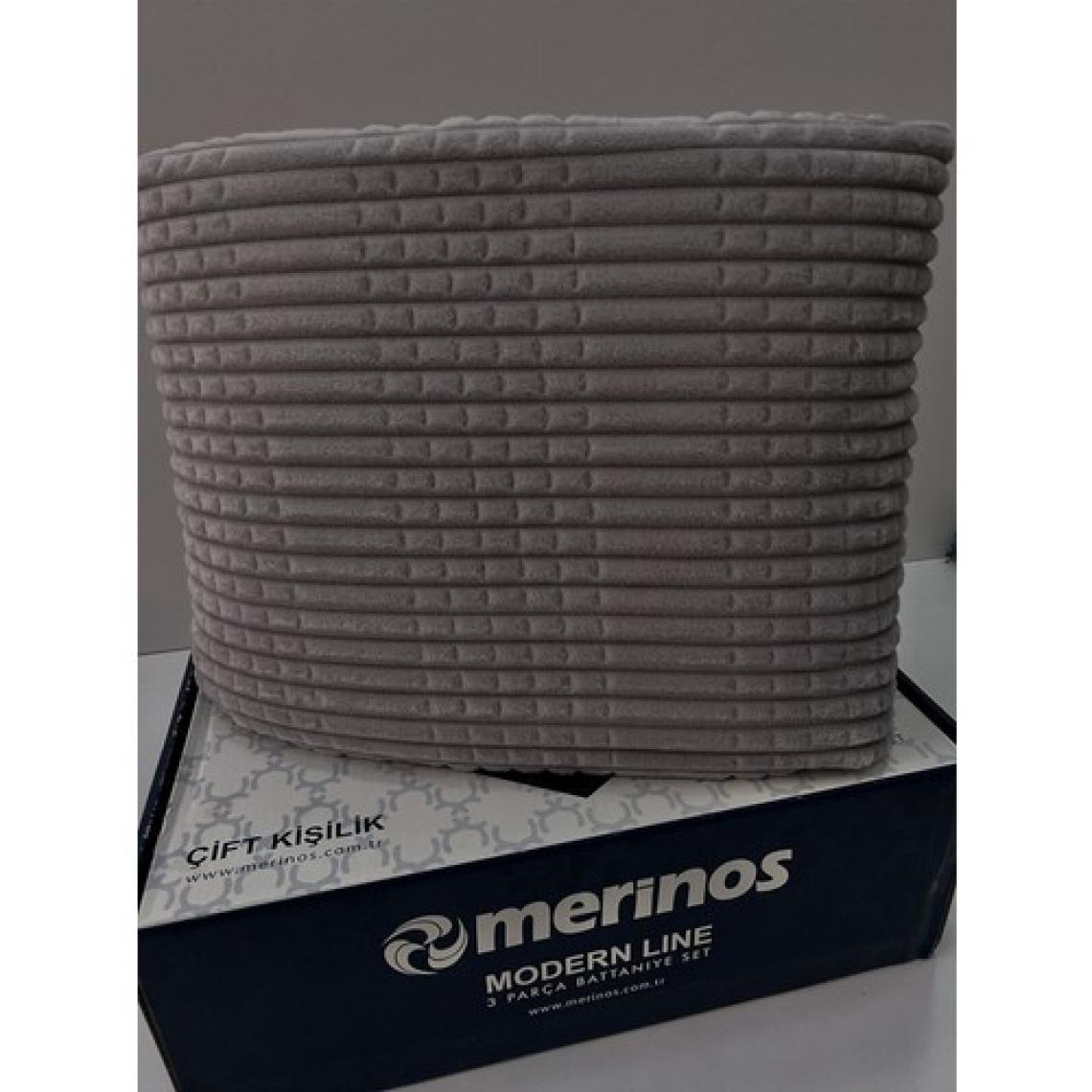 Merinos Modern Line 2 Parça Battaniye Seti - Koyu Gri