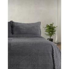 Merinos Modern Line 2 Parça Battaniye Seti - Koyu Gri