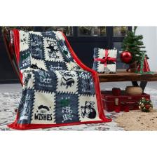 Dolce Bonita Home Wellsoft 3D Tv Battaniye Holly Jolly Gri