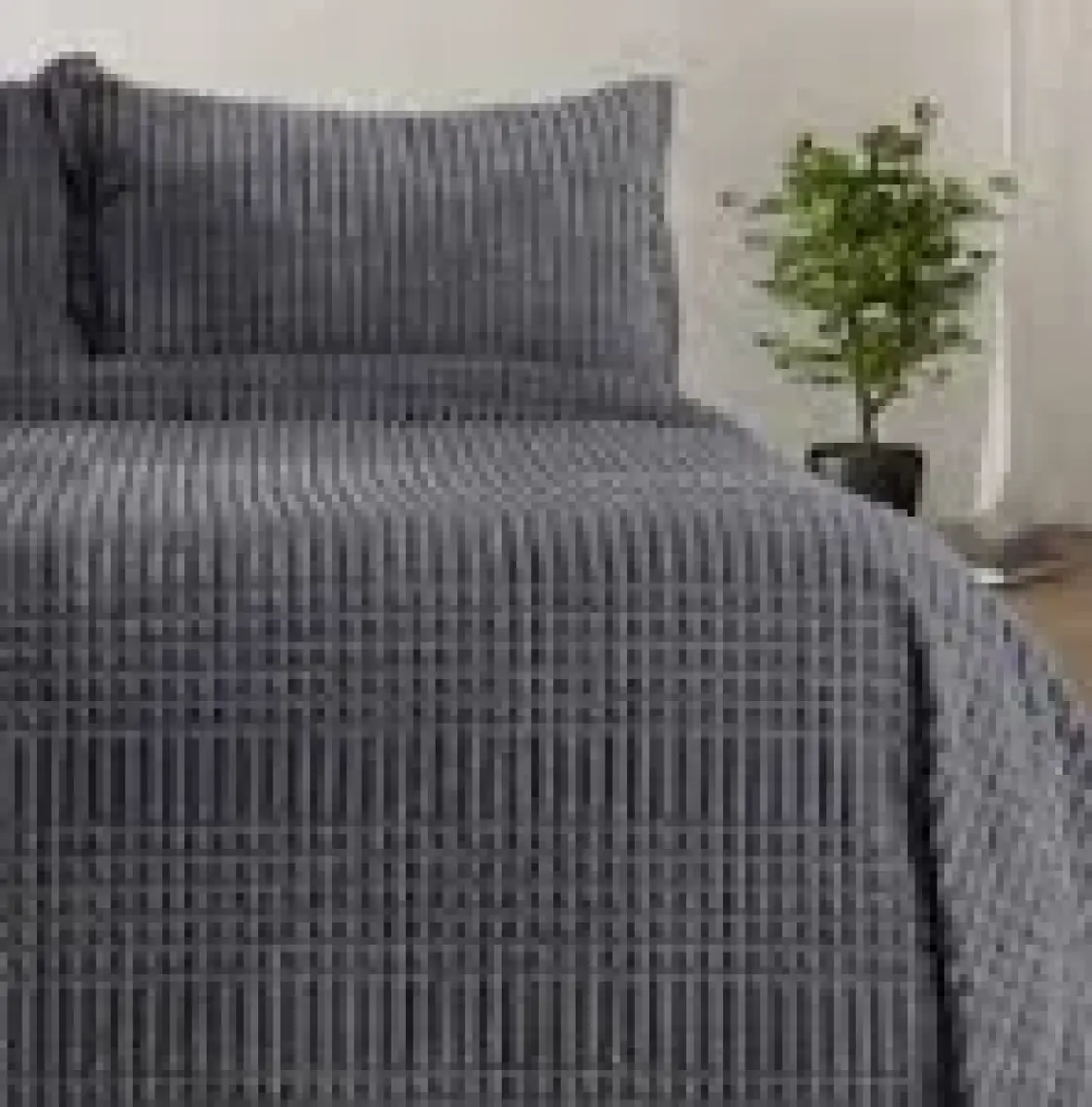 Merinos Modern Line 3 Parça Battaniye Seti -Koyu Gri