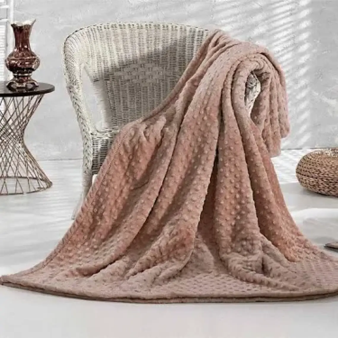 Merinos Pearl Tomurcuk Battaniye Cappuccino Tek Kişilik