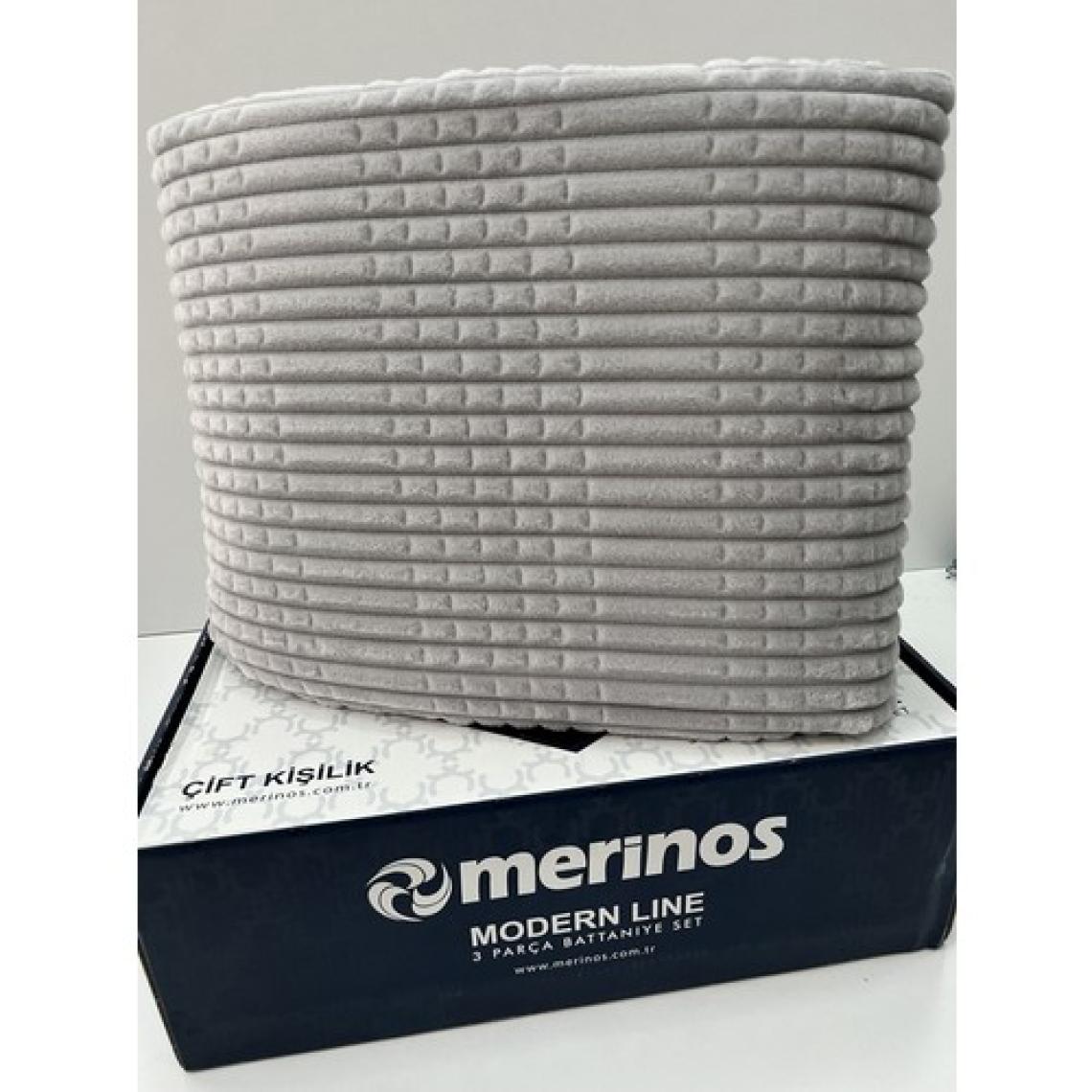 Merinos Modern Line 2 Parça Battaniye Seti -Gri