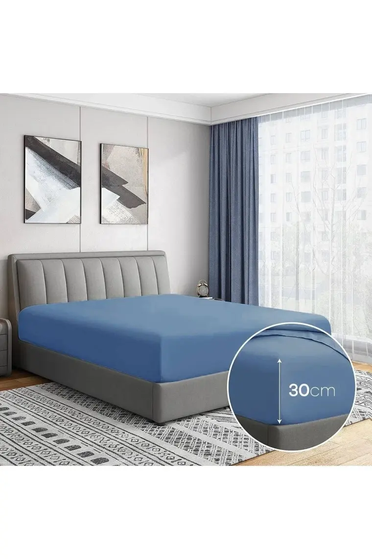 Soley | Jersey | %100 Doğal Pamuklu Çift Kişilik 200 x 200 Lastikli Çarşaf